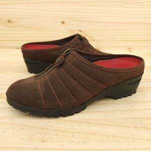 Cole Haan Women's Chunky Mules Sz 6 Brown Suede Chic Y2K Comfort Shoes Clogs